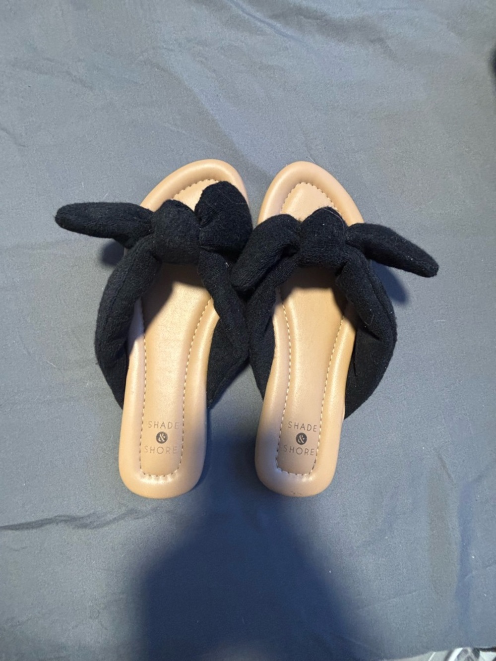Shade & Shore Black Knotted Slide Mules with Tan Footbed